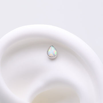Detail View 1 of Implant Grade Titanium OneFit Threadless Fire Opal Teardrop Top Part-White Opal